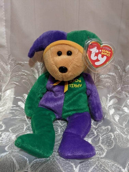 Ty Beanie Baby - April Fool The Jester Bear (8.5in) - Vintage Beanies Canada