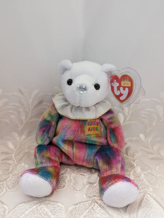 Ty Beanie Baby - April The Birthday Clown Bear (6in) - Vintage Beanies Canada