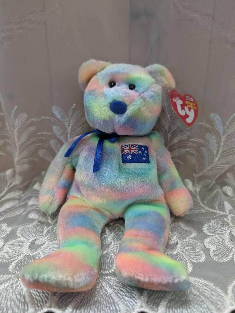 Ty Beanie Baby - Aussiebear The Multi-colored Bear Australian Exclusive Asia-pacific Collection (8.5in) - Vintage Beanies Canada