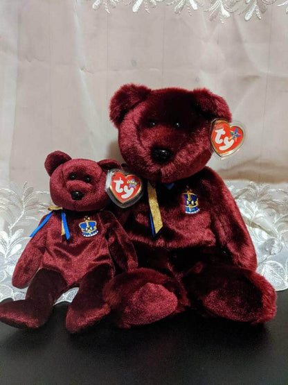 Ty Beanie Baby + Beanie Buddy - Buckingham The Burgundy Bear Lot - Near Mint (Sold As Pair) - Vintage Beanies Canada