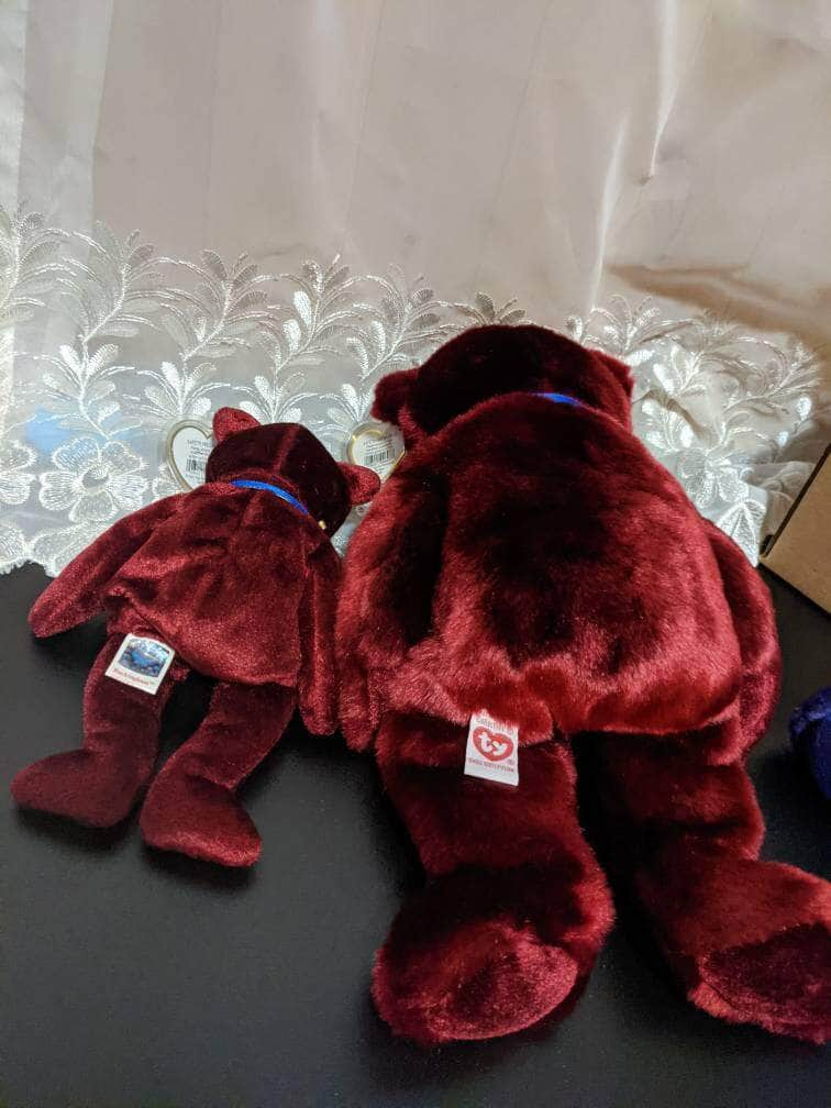 Ty Beanie Baby + Beanie Buddy - Buckingham The Burgundy Bear Lot - Near Mint (Sold As Pair) - Vintage Beanies Canada