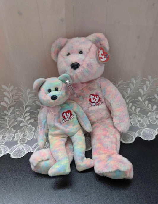 Ty Beanie Baby + Beanie Buddy - Celebrate the 15th Year Anniversary Bear (Sold As Pair) - Vintage Beanies Canada