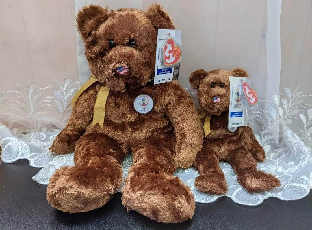 Ty Beanie Baby + Beanie Buddy - FIFA Bear Champion USA 2002 (Sold As Pair) Near Mint - Vintage Beanies Canada