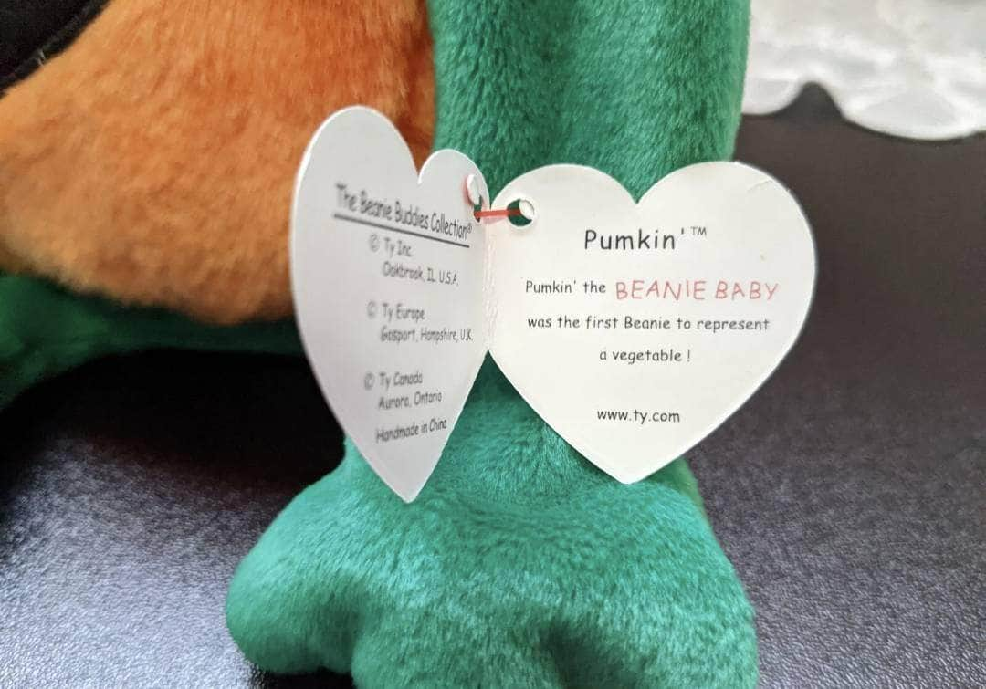 Ty Beanie Baby + Beanie Buddy Halloween lot - Pumpkin The Halloween Pumpkin - Near Mint (Sold As Pair) - Vintage Beanies Canada