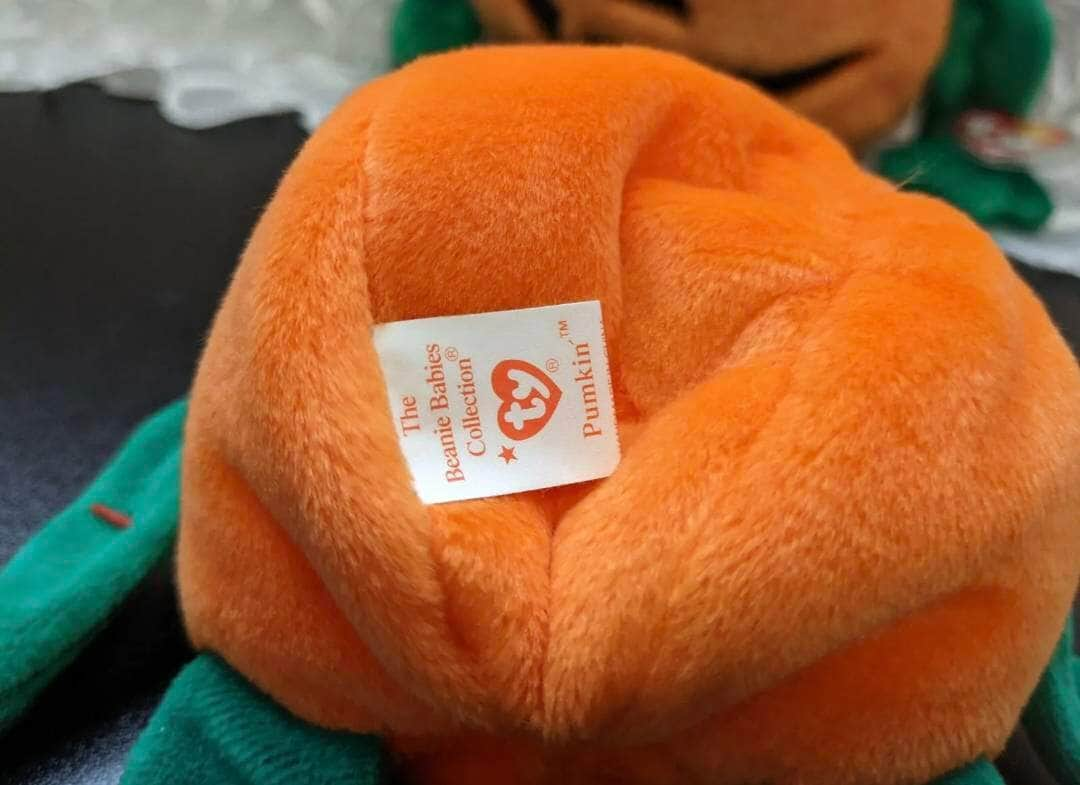 Ty Beanie Baby + Beanie Buddy Halloween lot - Pumpkin The Halloween Pumpkin - Near Mint (Sold As Pair) - Vintage Beanies Canada