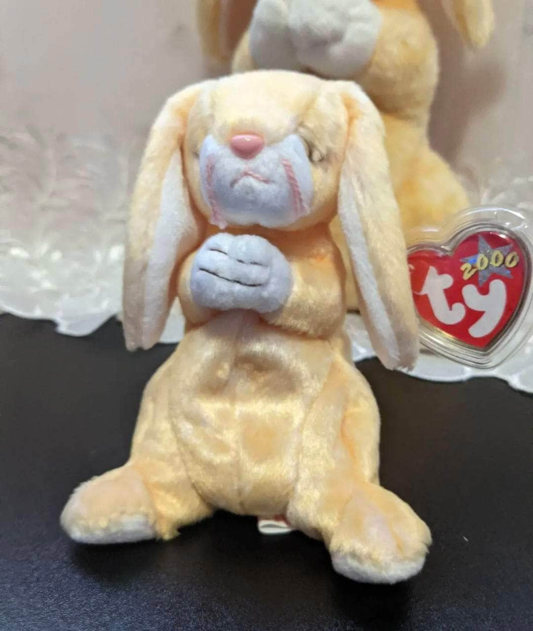 Ty Beanie Baby + Beanie Buddy lot - Grace The Praying Bunny Rabbit (Sold As Pair) - Vintage Beanies Canada