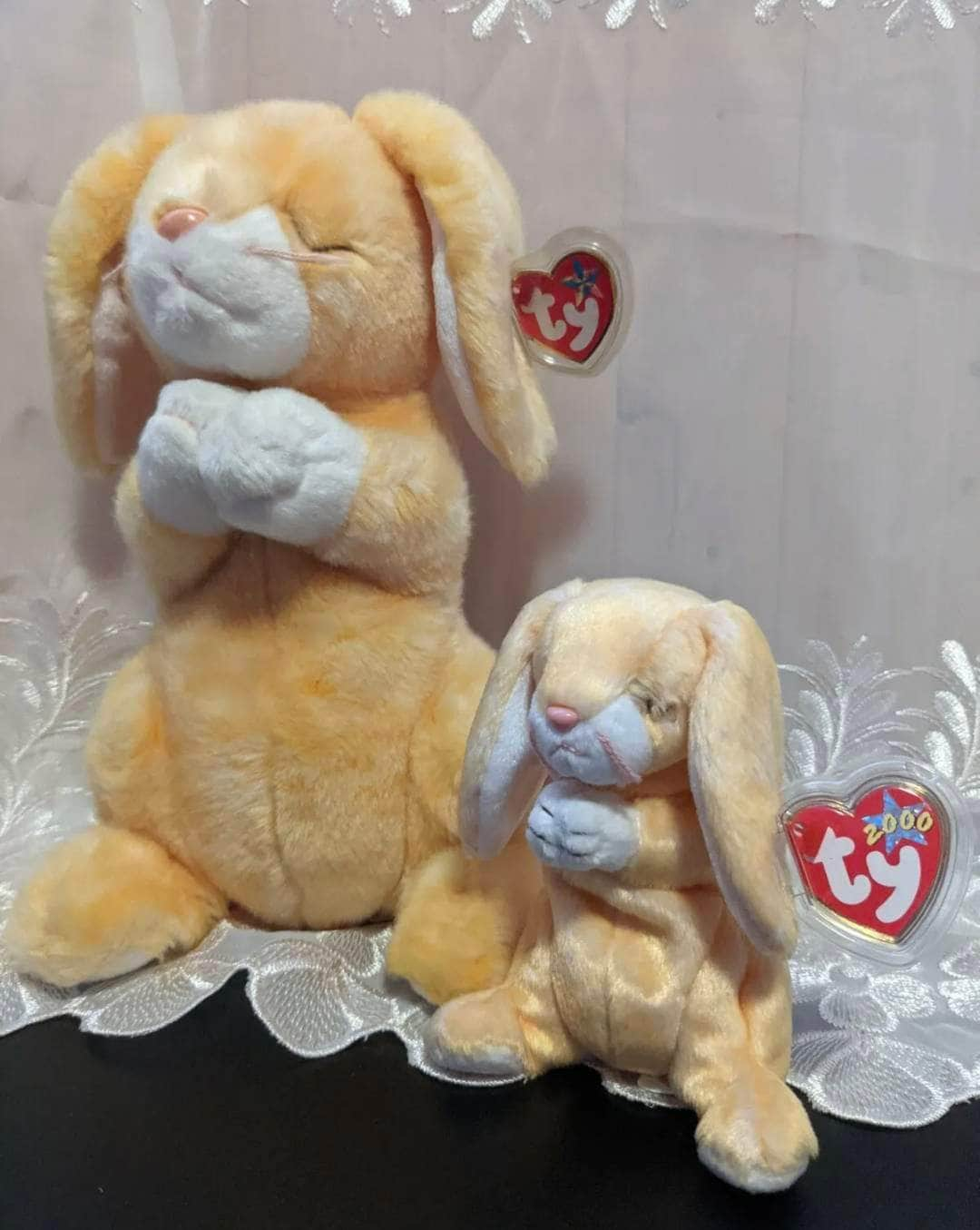 Ty Beanie Baby + Beanie Buddy lot - Grace The Praying Bunny Rabbit (Sold As Pair) - Vintage Beanies Canada