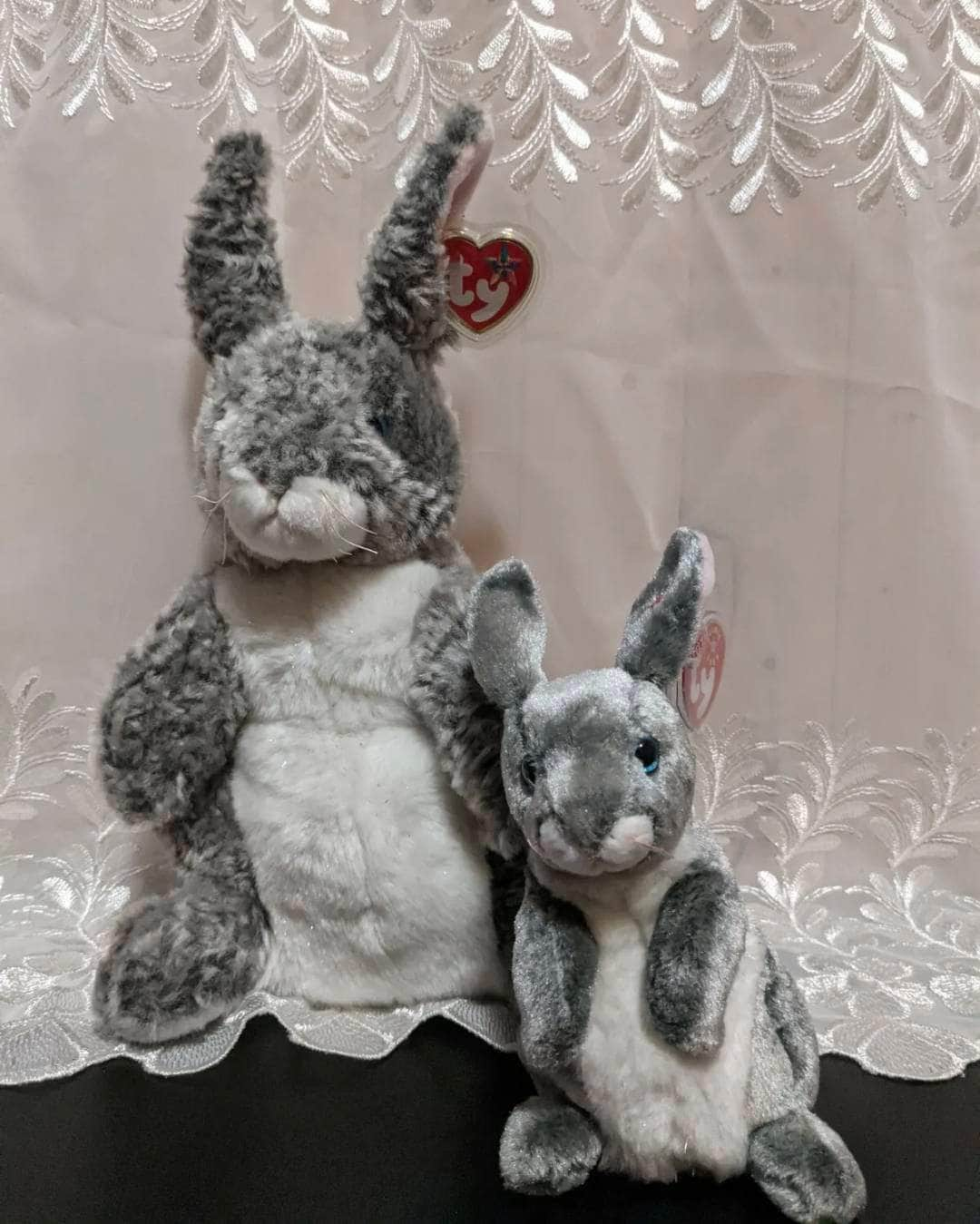 Ty Beanie Baby + Beanie Buddy lot - Hopper The Gray Bunny Rabbit (Sold As Set) - Vintage Beanies Canada