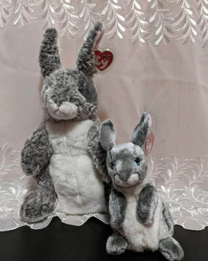 Ty Beanie Baby + Beanie Buddy lot - Hopper The Gray Bunny Rabbit (Sold As Set) - Vintage Beanies Canada