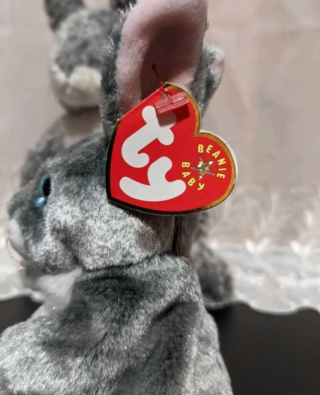 Ty Beanie Baby + Beanie Buddy lot - Hopper The Gray Bunny Rabbit (Sold As Set) - Vintage Beanies Canada