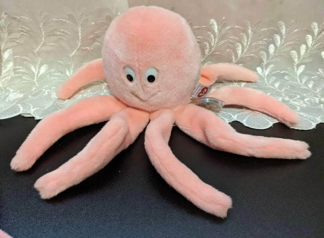 Ty Beanie Baby + Beanie Buddy Lot - Inky The Pink Octopus - Near Mint (Sold As Set) - Vintage Beanies Canada