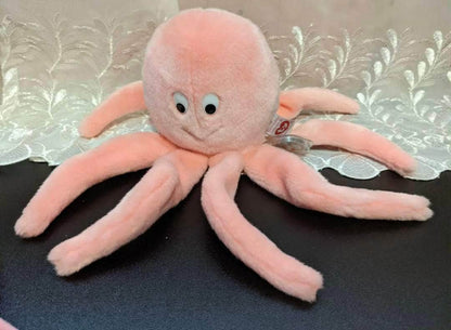 Ty Beanie Baby + Beanie Buddy Lot - Inky The Pink Octopus - Near Mint (Sold As Set) - Vintage Beanies Canada