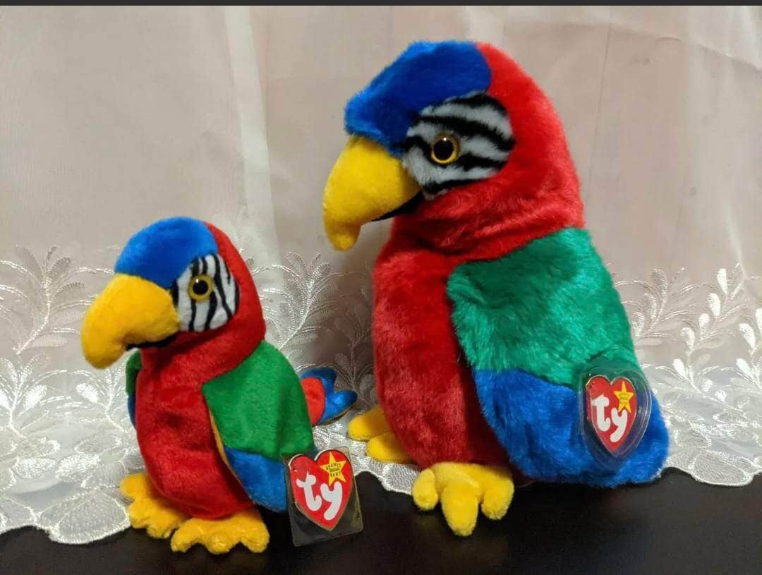 Ty Beanie Baby + Beanie Buddy lot - Jabber the parrot (Sold As Pair) - Vintage Beanies Canada