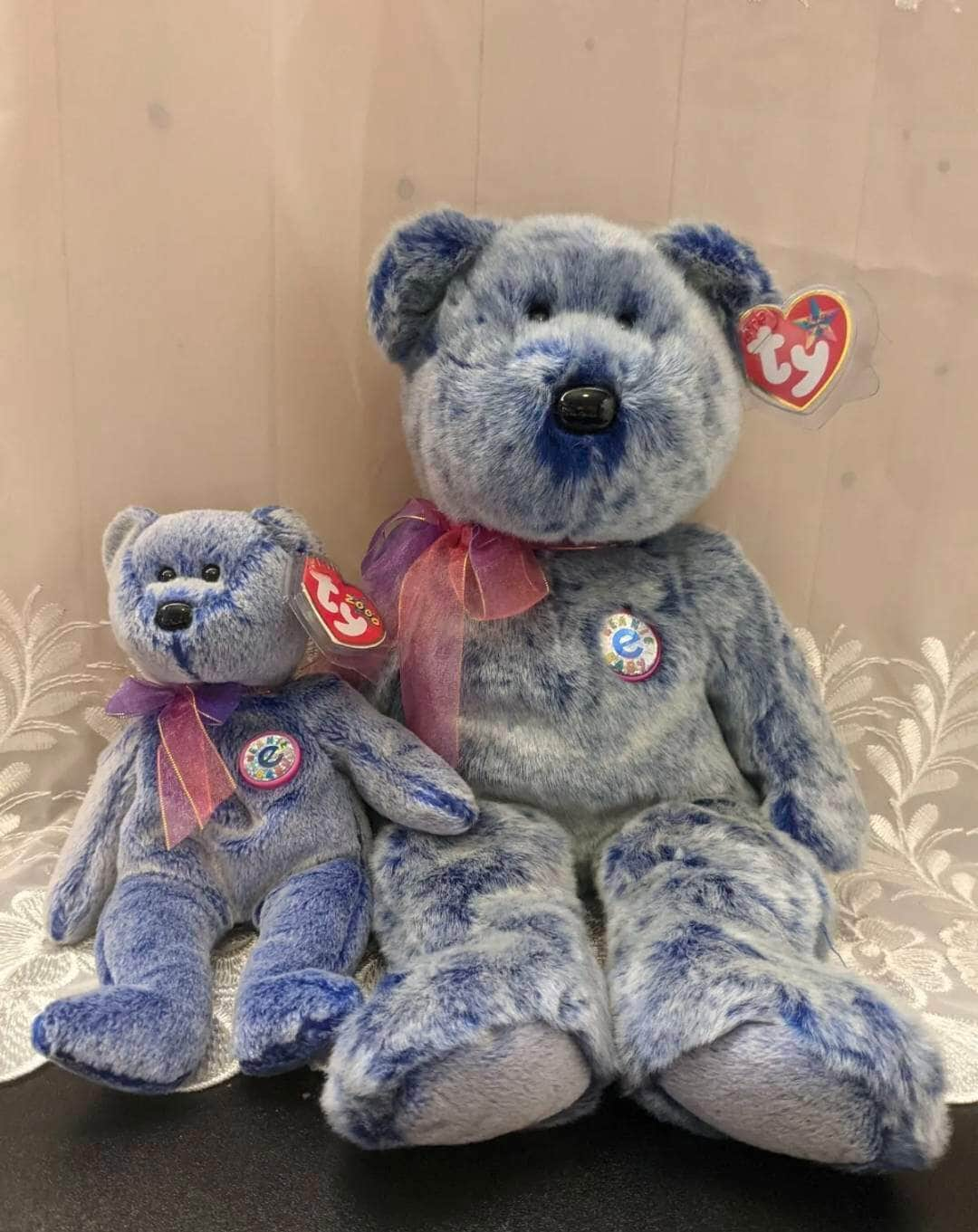 Ty Beanie Baby + Beanie Buddy Lot - Periwinkle the Bear (Sold As Pair) - Vintage Beanies Canada