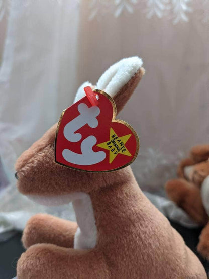 Ty Beanie Baby + Beanie Buddy Lot - Pouch The Kangaroo (Sold As Set) - Vintage Beanies Canada