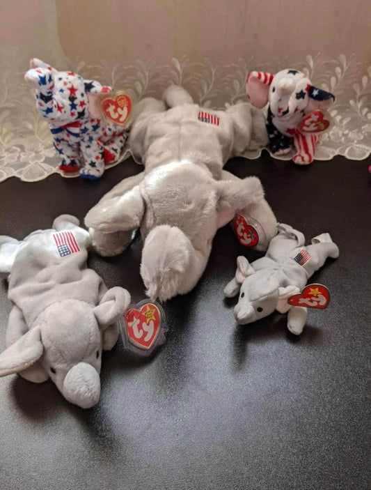 Ty Beanie Baby + Beanie Buddy - Righty the elephant Lot (Sold As Set) - Vintage Beanies Canada