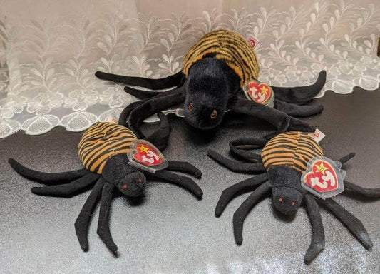 Ty Beanie Baby + Beanie Buddy - Spinner The Spider Lot (Sold As Set) Non-mint tags - Vintage Beanies Canada