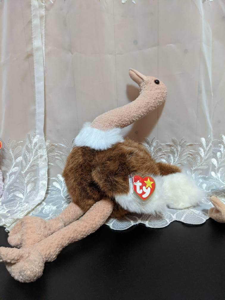 Ty Beanie Baby + Beanie Buddy - Stretch The Ostrich Lot (Sold As Pair) - Vintage Beanies Canada