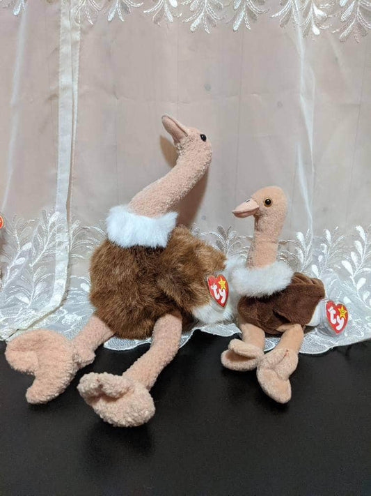 Ty Beanie Baby + Beanie Buddy - Stretch The Ostrich Lot (Sold As Pair) - Vintage Beanies Canada