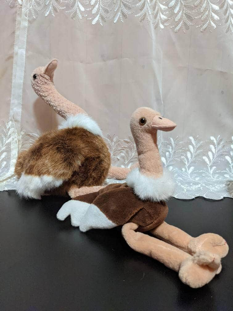 Ty Beanie Baby + Beanie Buddy - Stretch The Ostrich Lot (Sold As Pair) - Vintage Beanies Canada