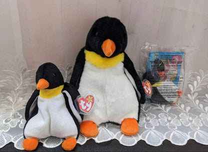 Ty Beanie Baby + Beanie Buddy + Teenie Beanie Lot - Waddle The Penguin - Near Mint (Sold As Set) - Vintage Beanies Canada