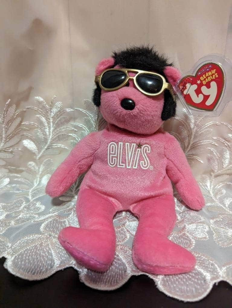 Ty Beanie Baby - Bearning Love The Pink Elvis Presley Bear - Near Mint (9in) - Vintage Beanies Canada