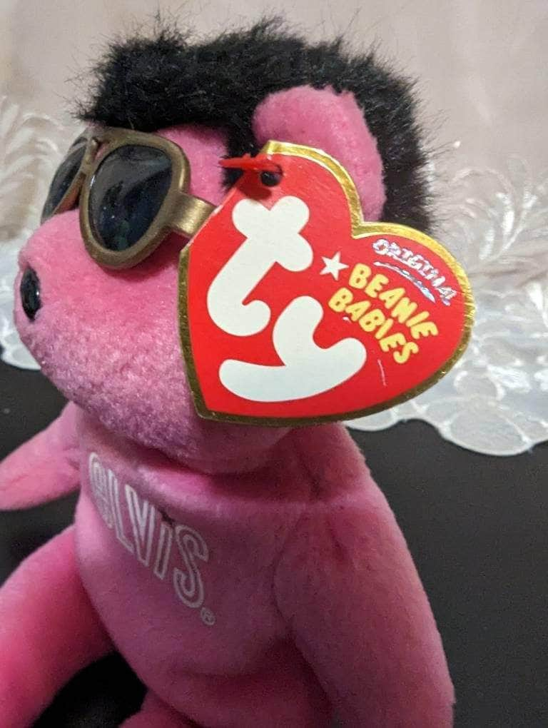 Ty Beanie Baby - Bearning Love The Pink Elvis Presley Bear - Near Mint (9in) - Vintage Beanies Canada