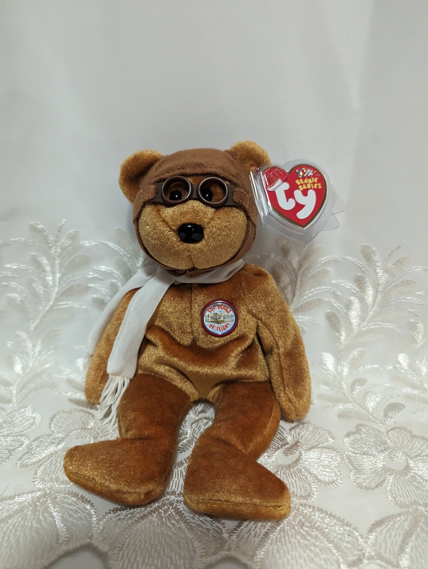 Ty Beanie Baby - Bearon The Brown Pilot Bear (8.5in) - Vintage Beanies Canada