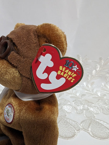 Ty Beanie Baby - Bearon The Brown Pilot Bear (8.5in) - Vintage Beanies Canada