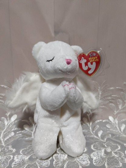 Ty Beanie Baby - Blessed the White Angel Bear (6in) - Vintage Beanies Canada