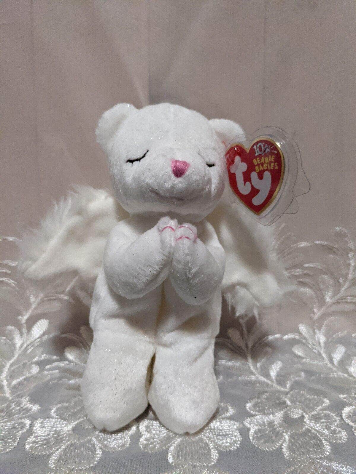 Ty Beanie Baby - Blessed the White Angel Bear (6in) - Vintage Beanies Canada