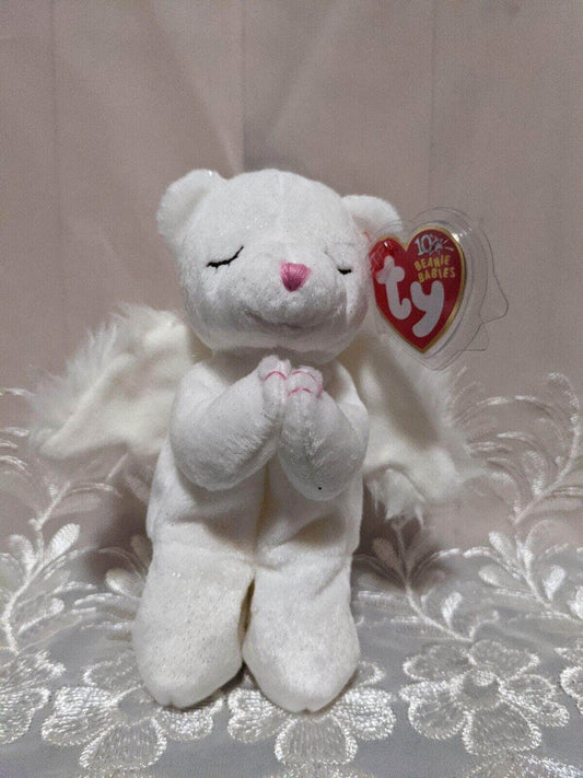 Ty Beanie Baby - Blessed the White Angel Bear (6in) - Vintage Beanies Canada