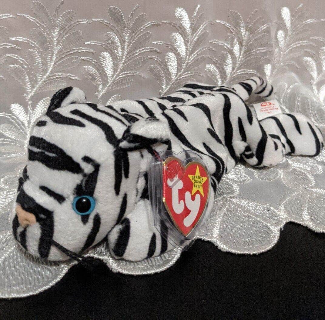 Ty Beanie Baby - Blizzard The White Black Tiger (8.5in) - Vintage Beanies Canada
