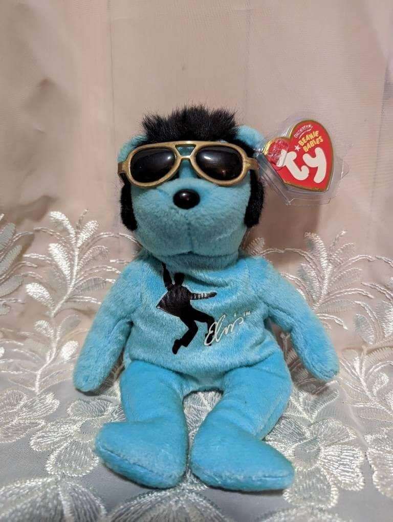 Ty Beanie Baby - Blue Beanie Shoes The Blue Elvis Presley Teddy Bear - Near Mint (9in) - Vintage Beanies Canada