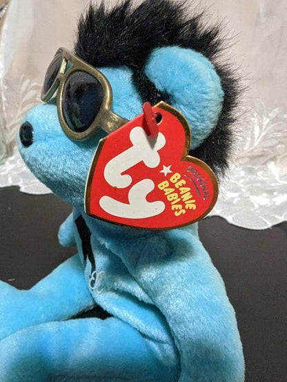 Ty Beanie Baby - Blue Beanie Shoes The Blue Elvis Presley Teddy Bear - Near Mint (9in) - Vintage Beanies Canada