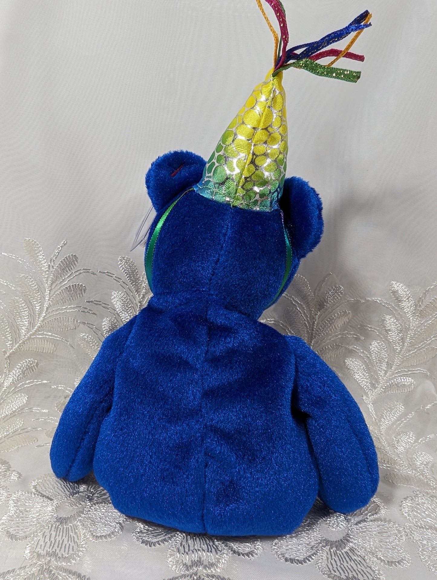 Ty Beanie Baby - Blue Happy Birthday Teddy Bear With Party Hat (9 in) - Vintage Beanies Canada