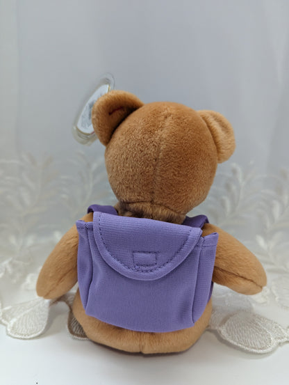 Ty Beanie Baby - Books The Bear With Purple Backpack - Back To School (8.5in) - Vintage Beanies Canada