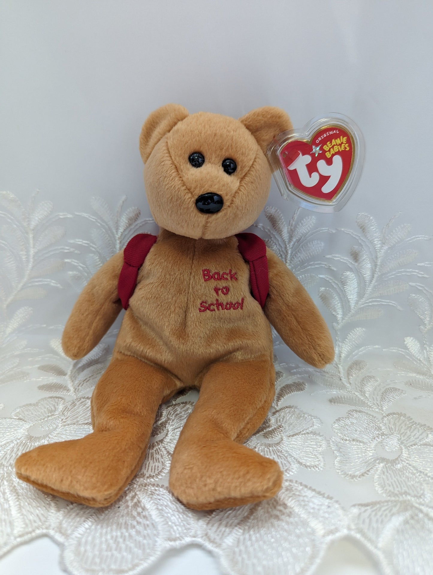 Ty Beanie Baby - Books The Bear With Red Backpack - Back To School (8.5in) - Vintage Beanies Canada