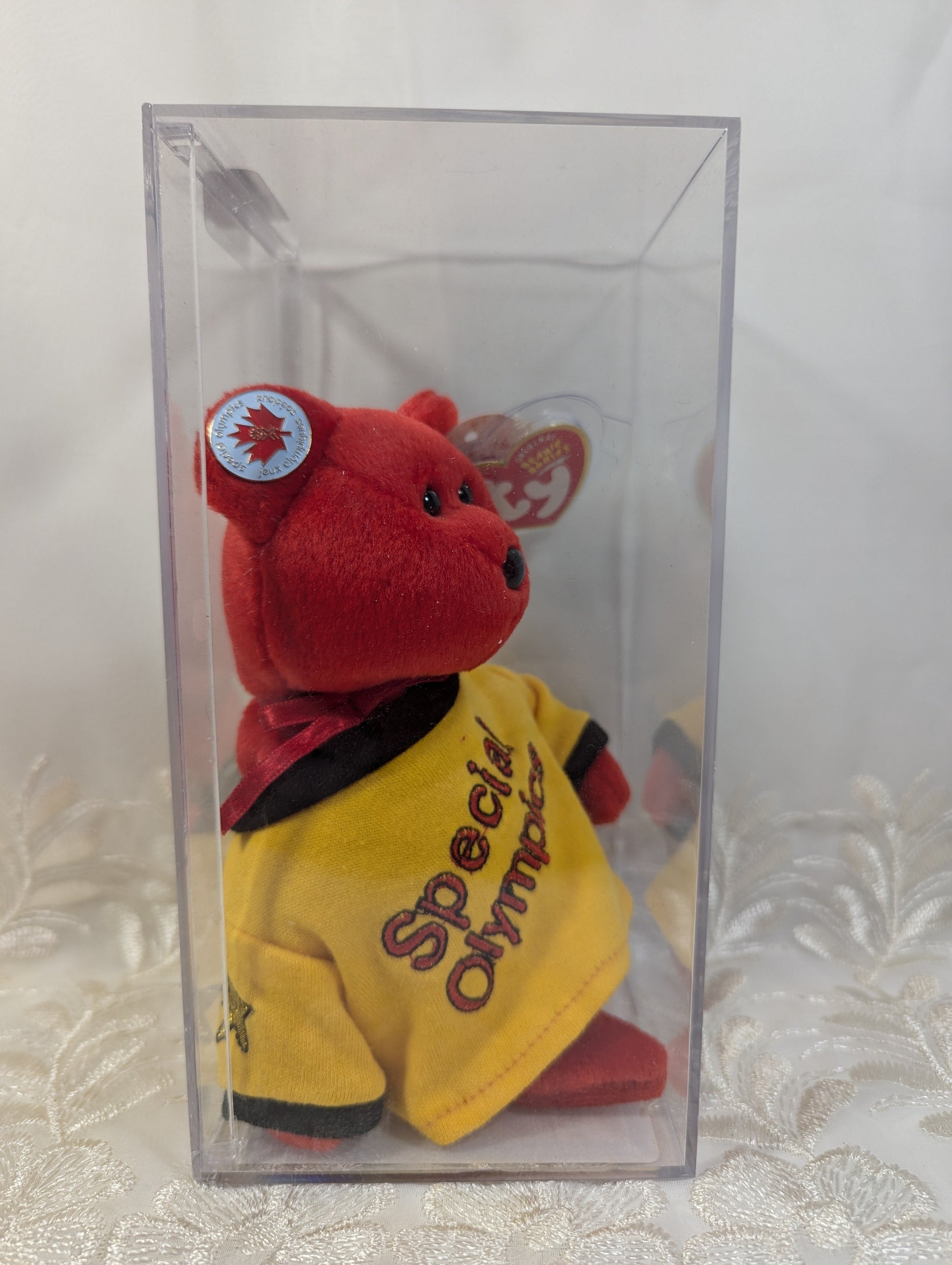 Ty Beanie Baby - Canada the I love Canada bear (8.5in) Special Olympics Bear - Gold Shirt Version - Vintage Beanies Canada