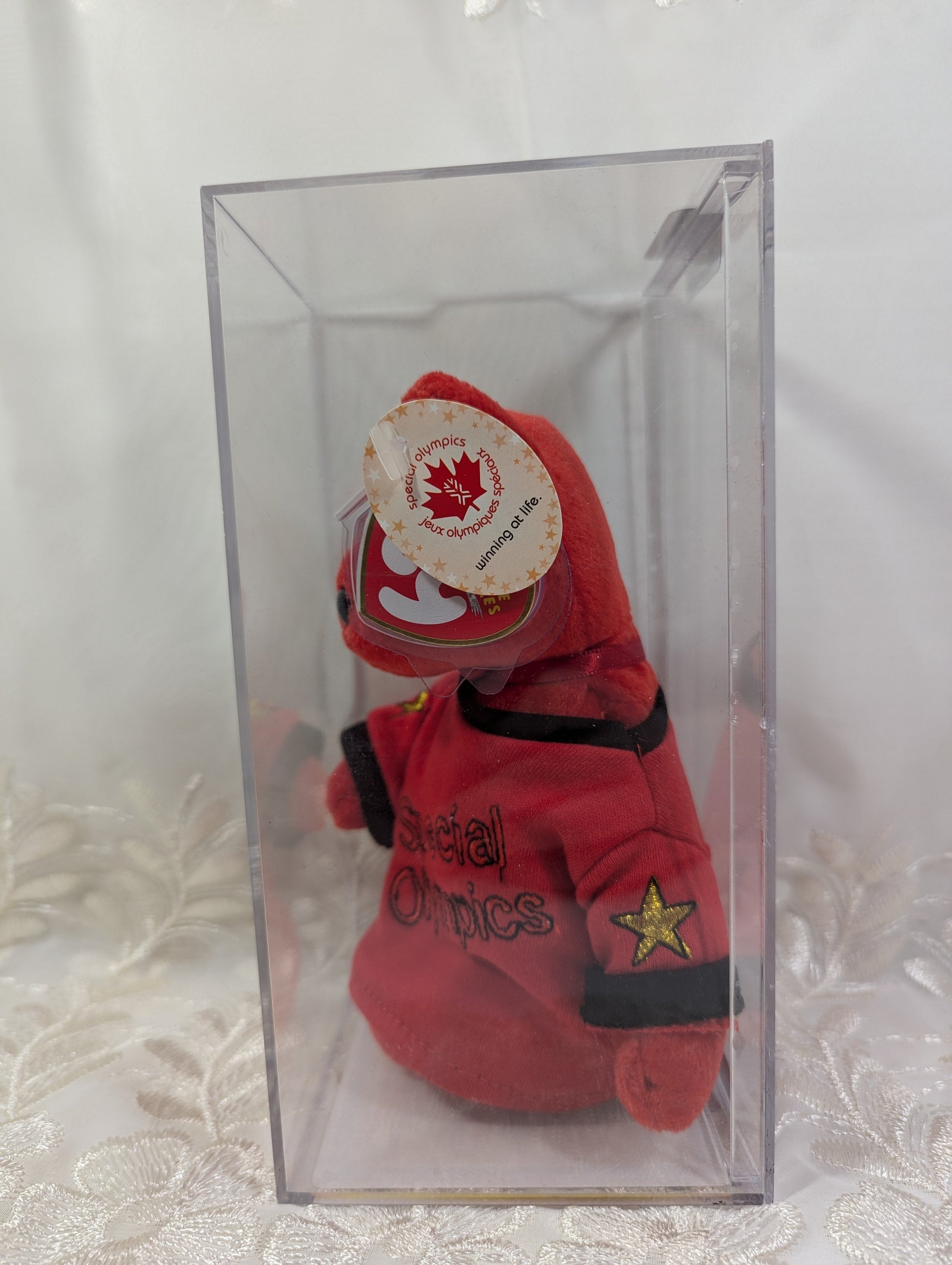 Ty Beanie Baby - Canada the I love Canada bear (8.5in) Special Olympics Bear - Red Shirt Version - Vintage Beanies Canada