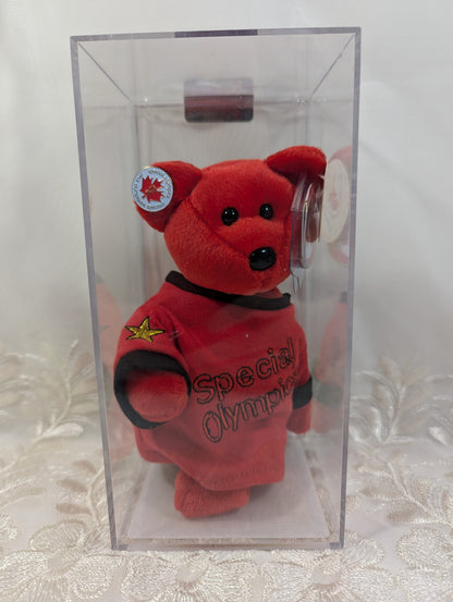 Ty Beanie Baby - Canada the I love Canada bear (8.5in) Special Olympics Bear - Red Shirt Version - Vintage Beanies Canada