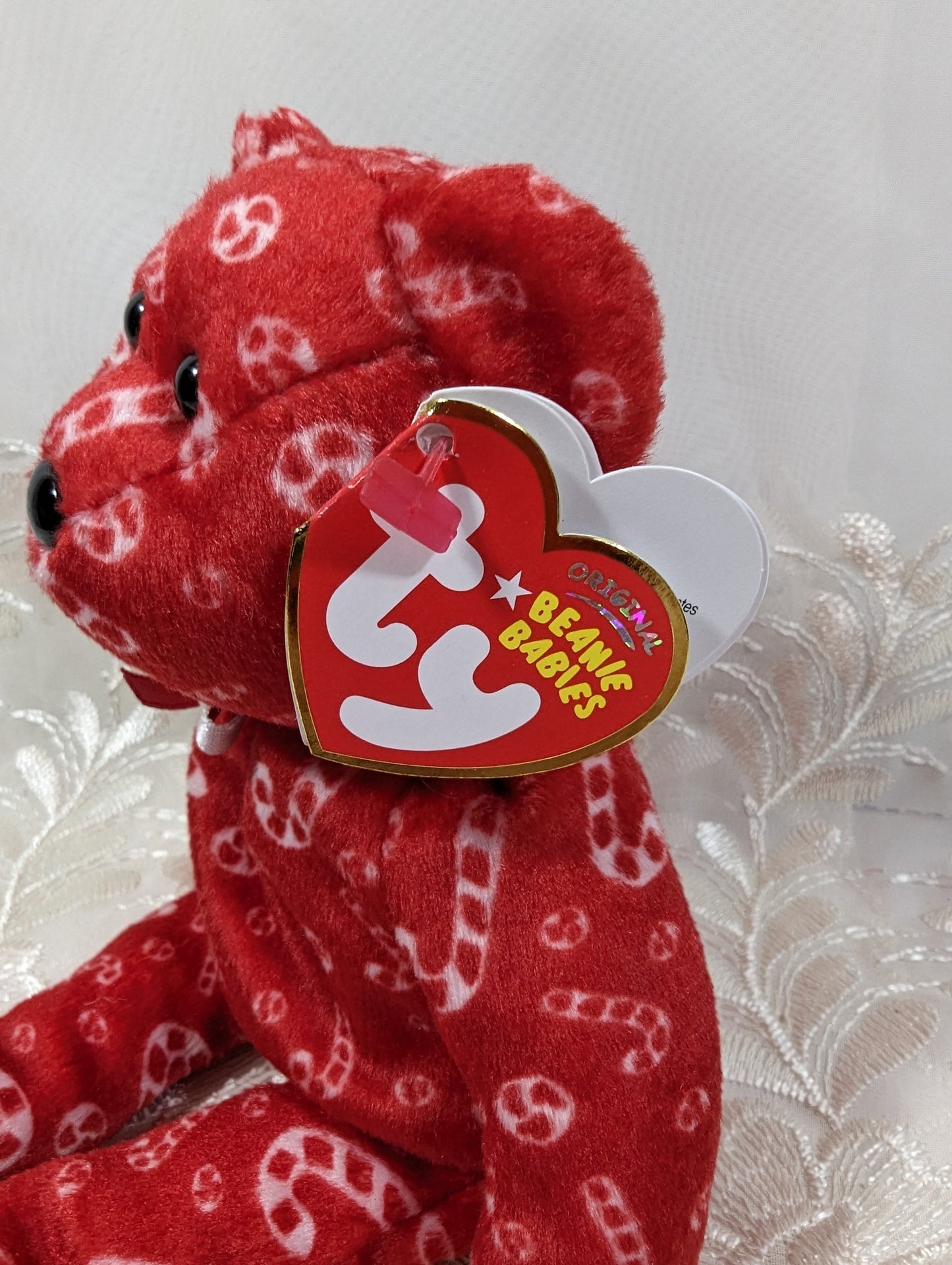 Ty Beanie Baby - Candy Canes the Red Bear (8.5in) - Vintage Beanies Canada