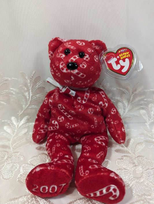 Ty Beanie Baby - Candy Canes the Red Bear (8.5in) - Vintage Beanies Canada