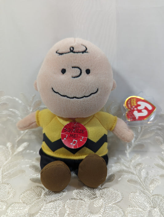Ty Beanie Baby - Charlie Brown From The Peanuts (7in) Creased Tag, No Sound - Vintage Beanies Canada