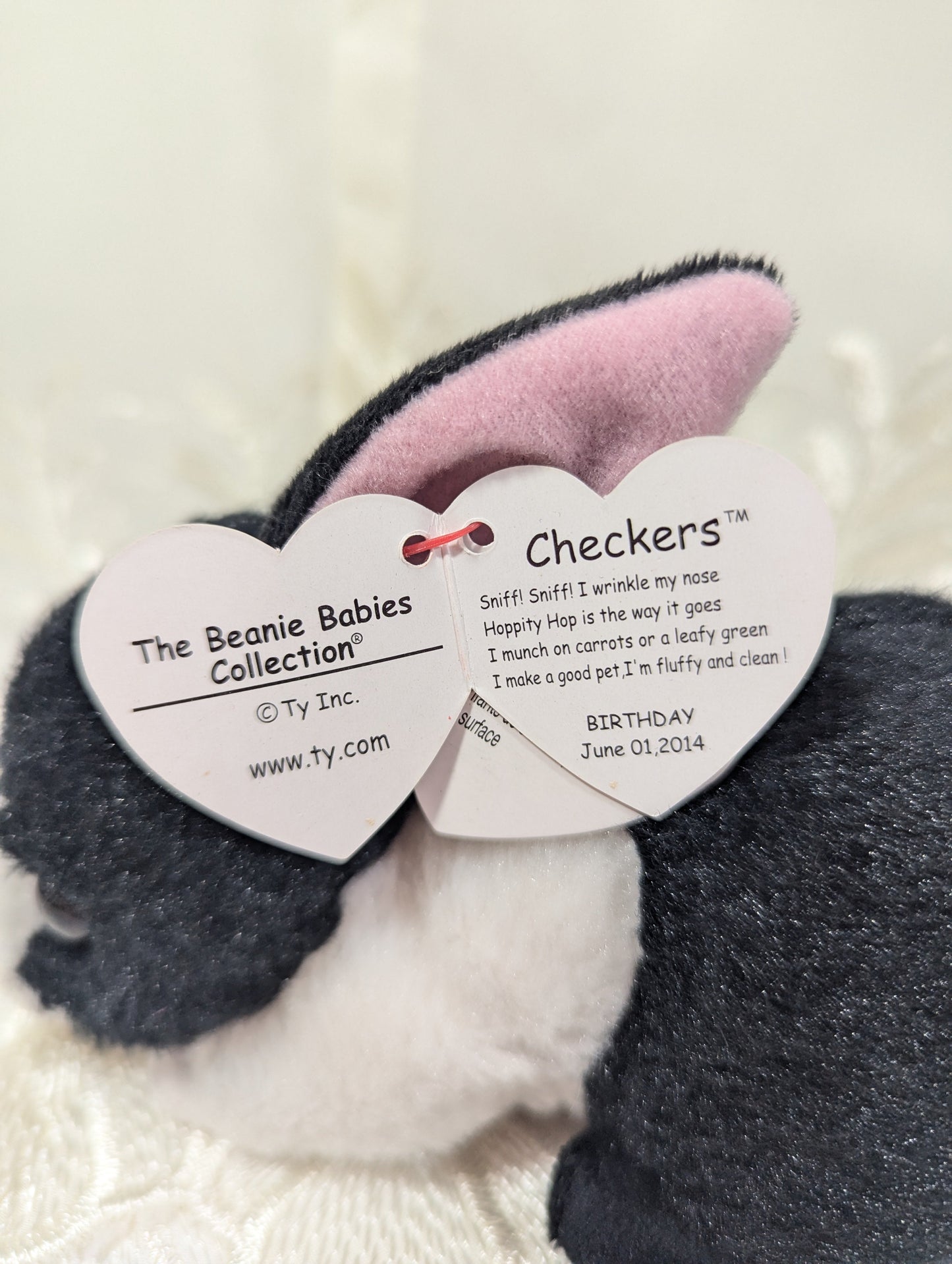 Ty Beanie Baby - Checkers The Black And White Bunny Rabbit (6in) - Vintage Beanies Canada