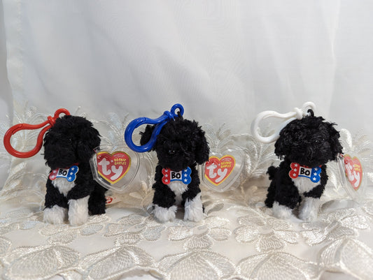 Ty Beanie Baby Clip - Bo The Portuguese Water Dog (4in) Red White Or Blue Plastic Clip Options - Vintage Beanies Canada
