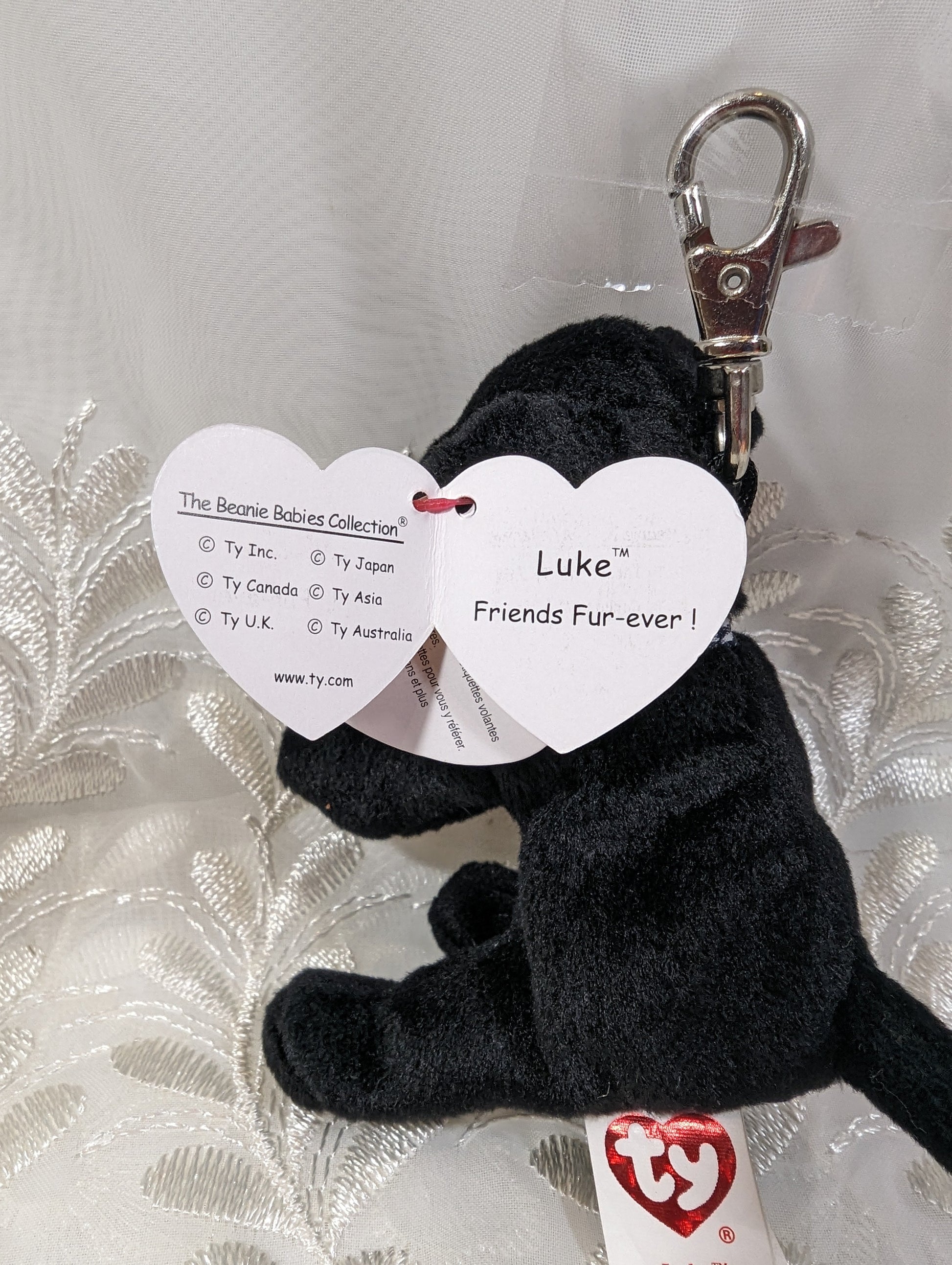 Ty Beanie Baby clip - Luke the Black Lab Dog (4in) Metal Keychain Clip - Vintage Beanies Canada