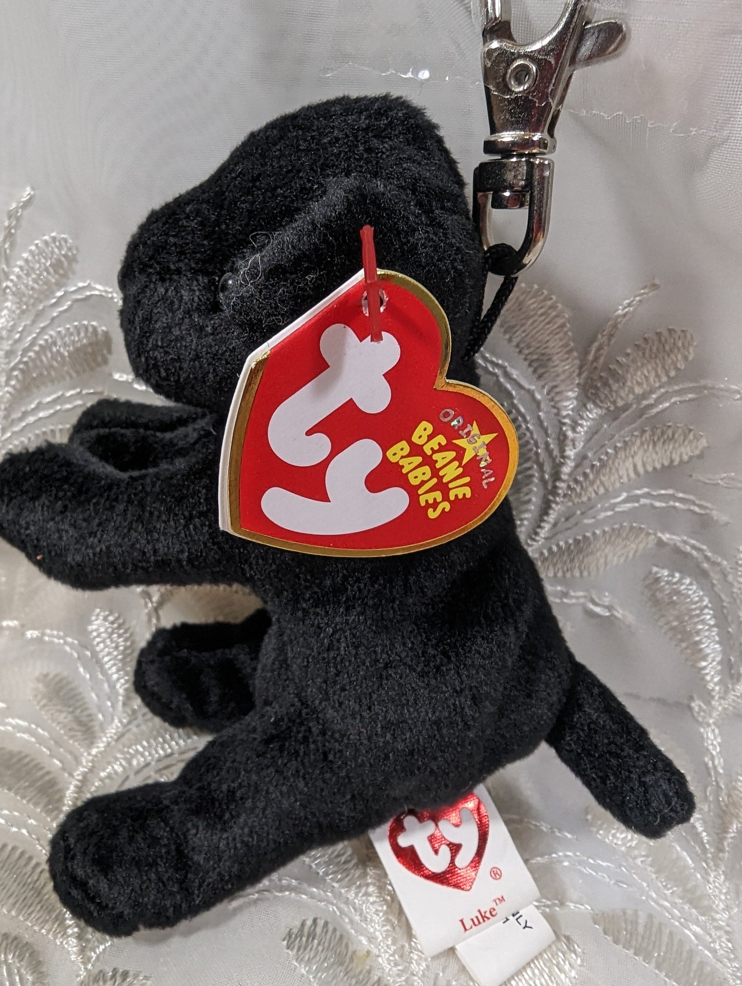 Ty Beanie Baby clip - Luke the Black Lab Dog (4in) Metal Keychain Clip - Vintage Beanies Canada