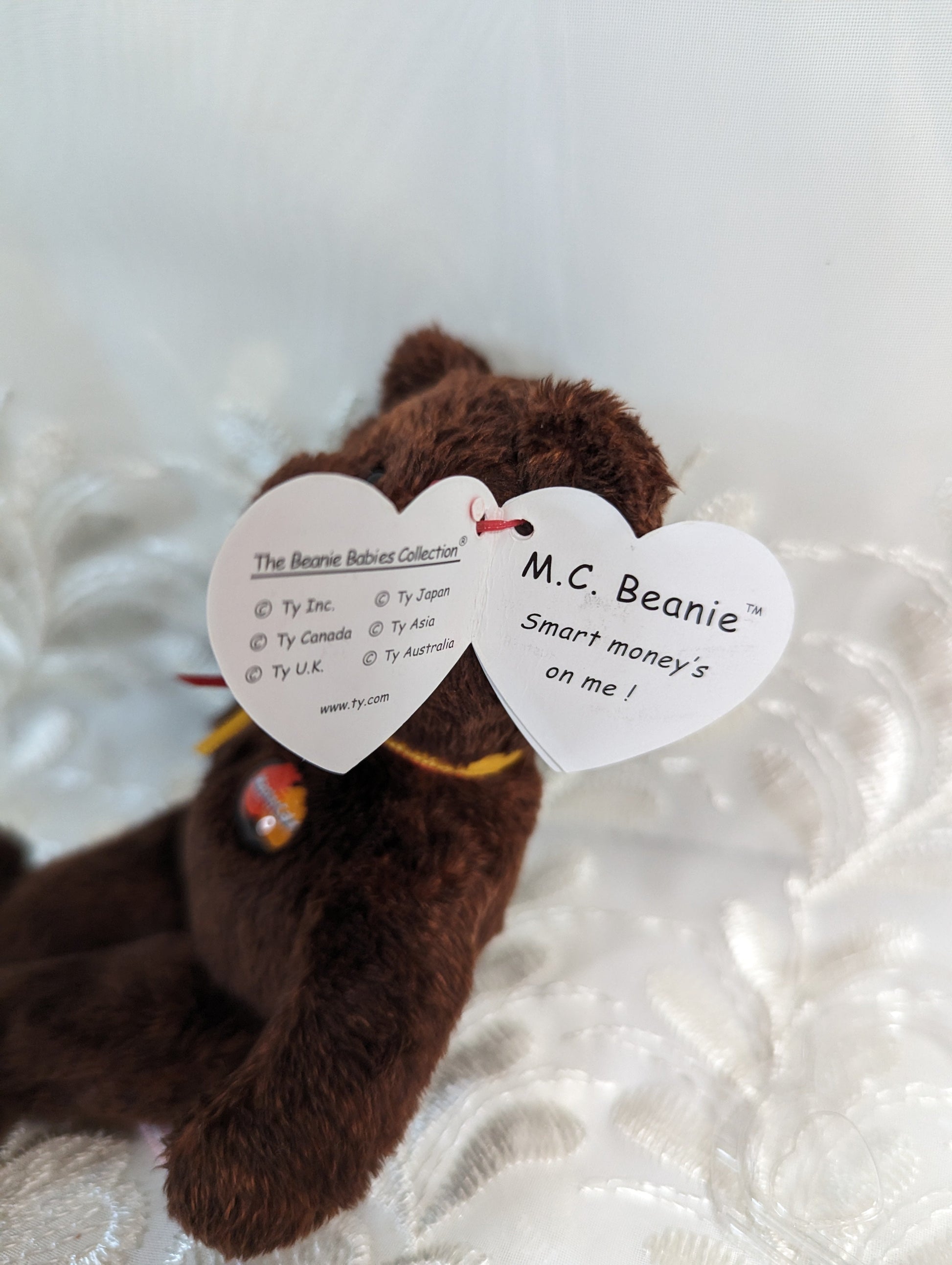 Ty Beanie Baby Clip - M.C. Beanie the Brown Mastercard Bear (5in) - Vintage Beanies Canada