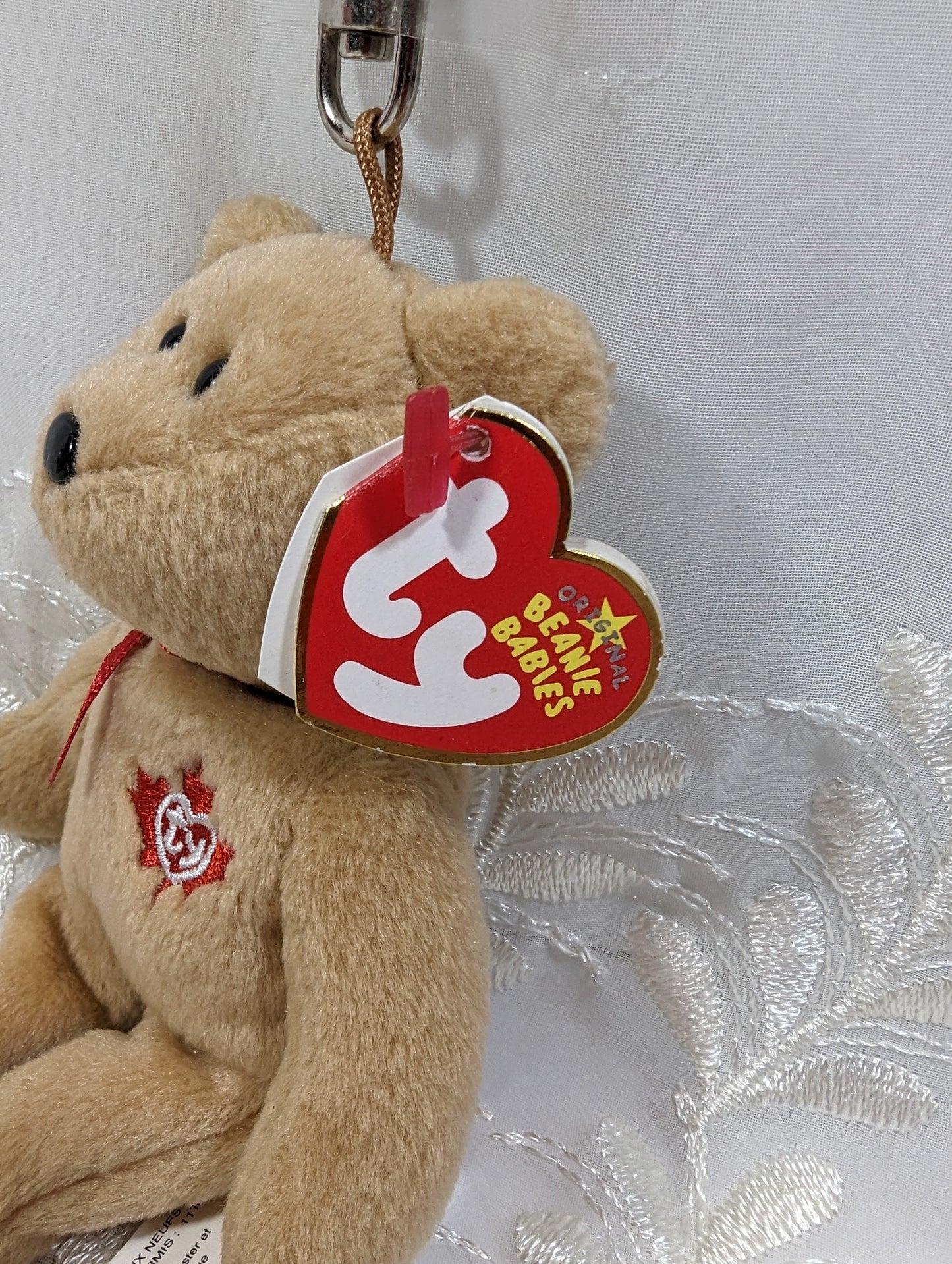 Ty Beanie Baby Clip - True The Canadian Bear (5in) Metal Keychain Clip - Vintage Beanies Canada